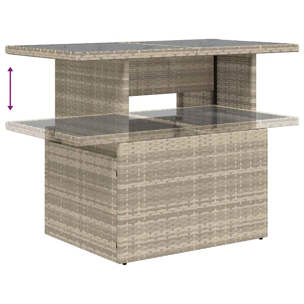 Set De Sofás De Jardín 7 Pzas Con Cojines Ratán Pe Gris Claro / Vetonek_3