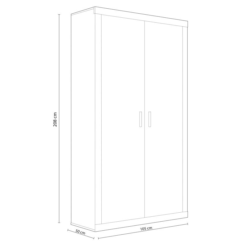Armario 2 Puertas Lara 105 Melamina, Cambria, 105 X 208 X 50_4