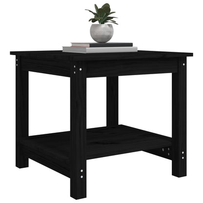 Mesa De Centro De Madera Maciza De Pino Negra 50x50x45 Cm_2