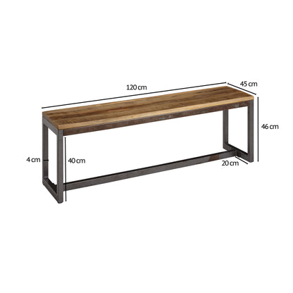 Banco De Madera De Mango De Madera Maciza 120 X 46 X 45 Cm_3