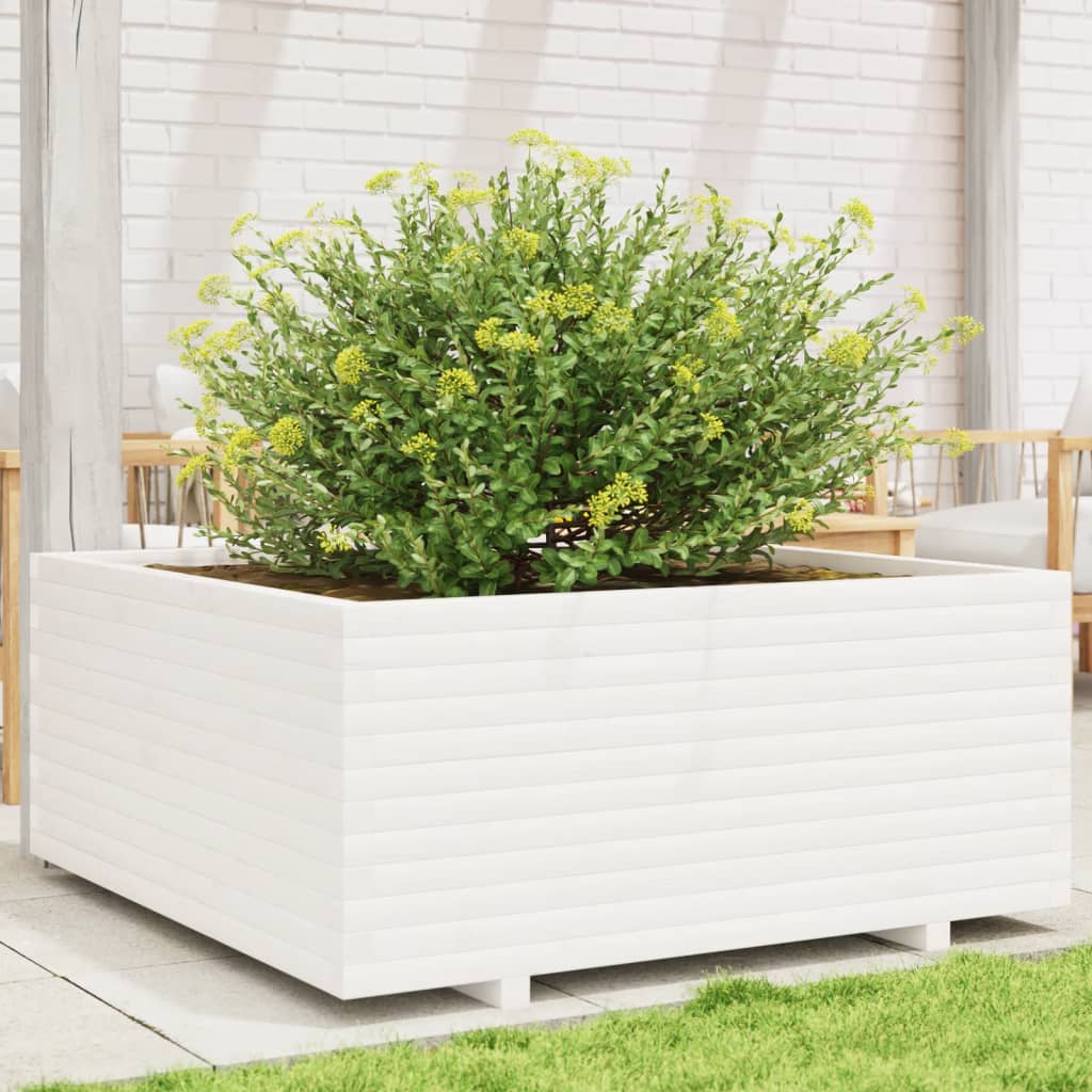 Jardinera Madera Maciza De Pino Blanco 110x110x49,5 Cm_1