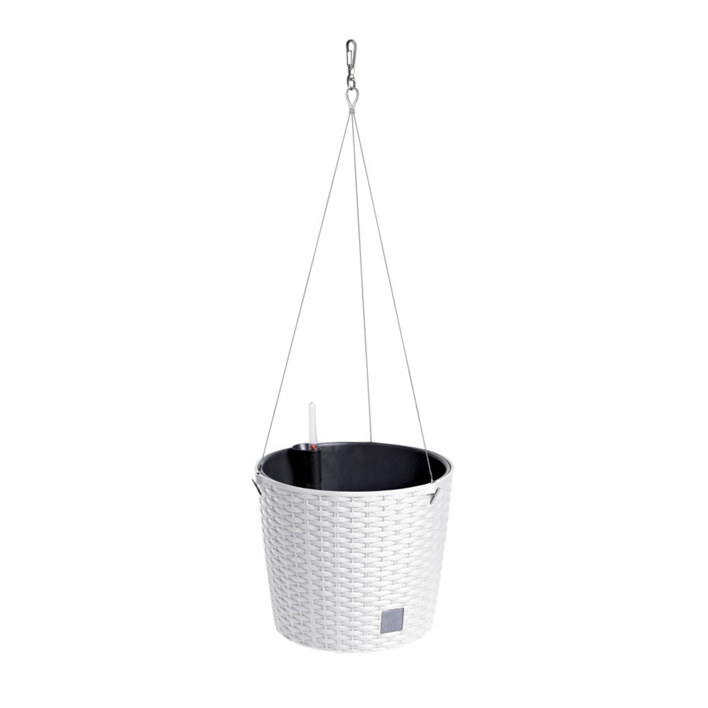 Maceta Redonda Con Gancho 8,9 Litros Rato W En Color Blanco Con Cubilete Para Plantar 25,6 X 25,6 X 21,9 Cm_0