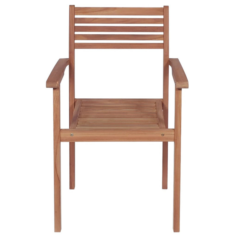 Vidaxl Sillas Apilables De Jardín 6 Uds Madera De Teca Con Cojines_3