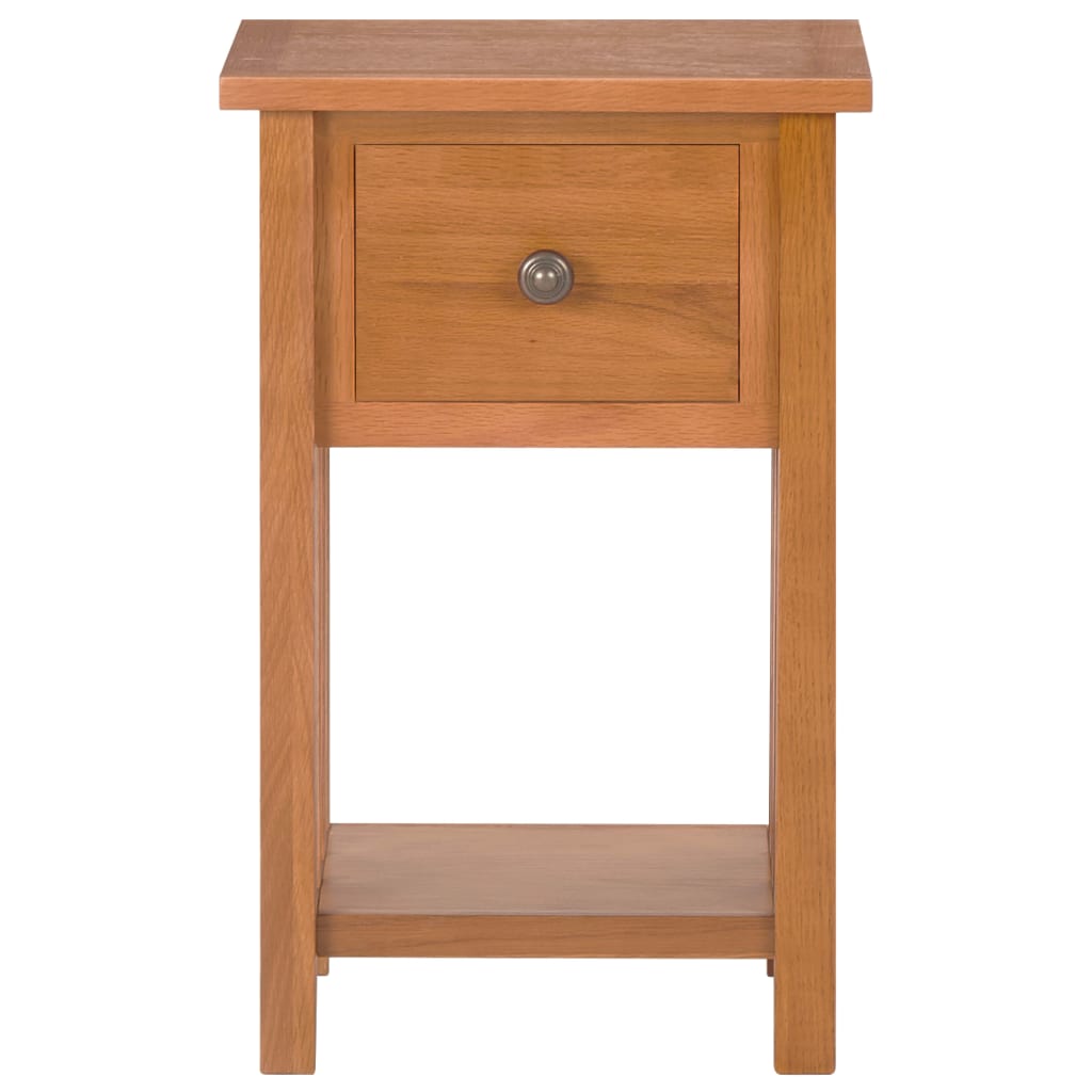 Mesa Revistero Con Cajón Madera Maciza De Roble 35x27x55 Cm_1