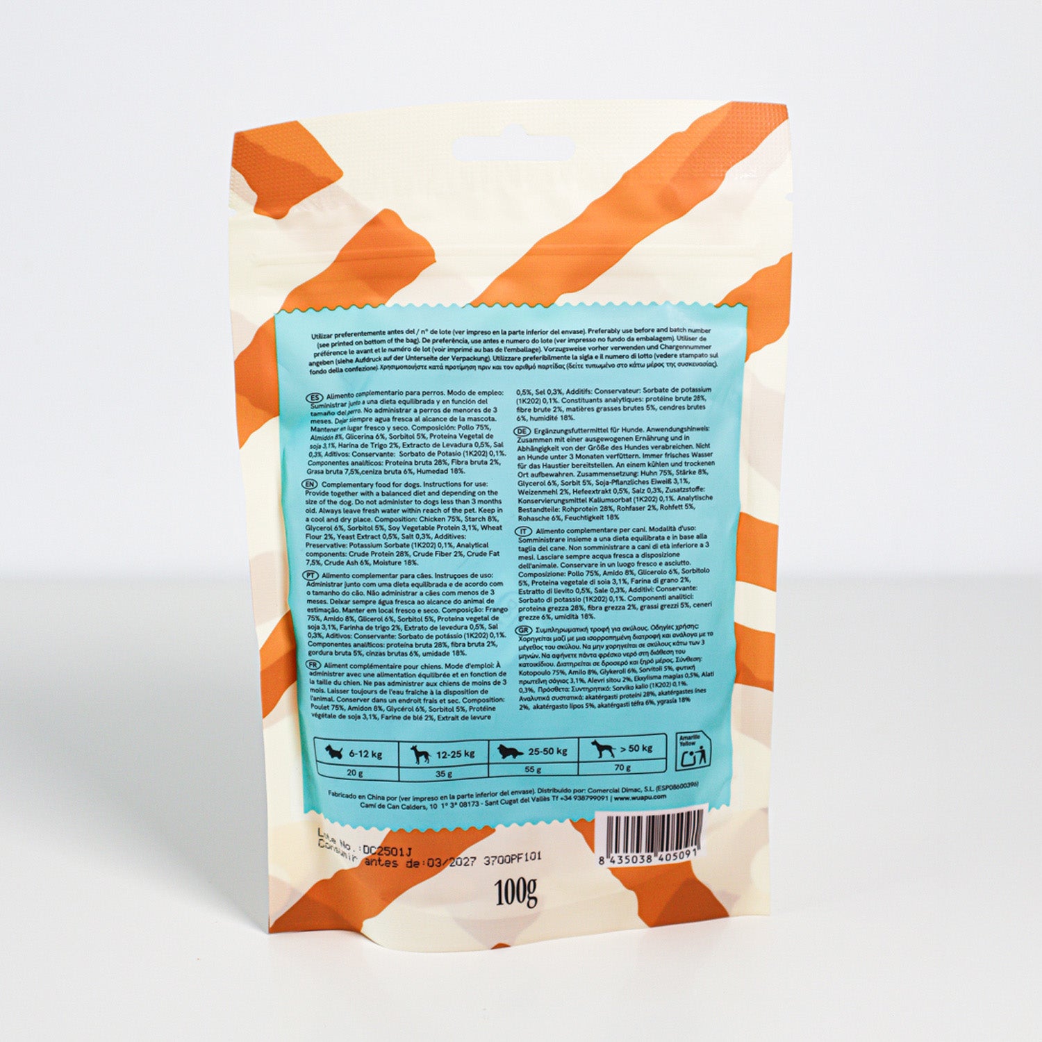 Snack Natural Para Perro Mini Tiras De Pollo 12 Paq X (100gr) Wuapu_3