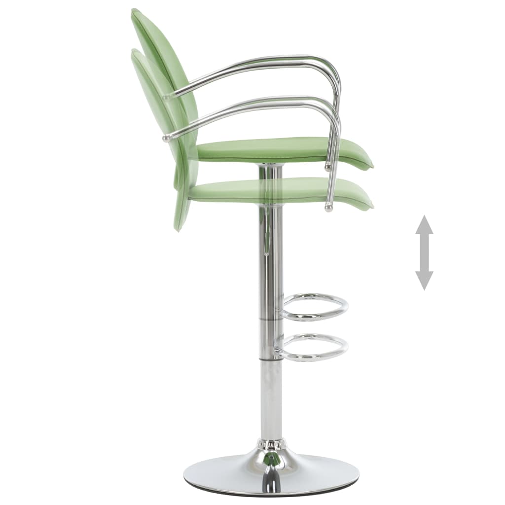 Taburetes Cocina Con Reposabrazos 2 Uds Cuero Sintético Verde_4