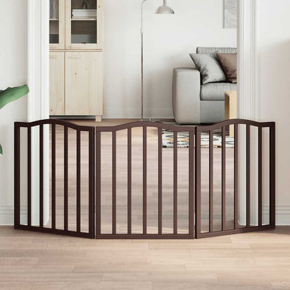 Vidaxl Puerta Para Perros Plegable 3 Paneles Álamo Marrón Roble 150 Cm_1