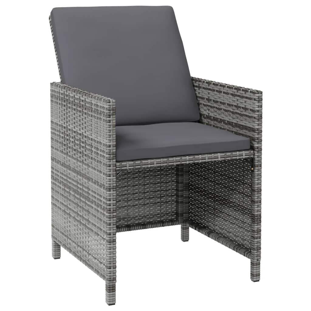 Vidaxl Conjunto De Silla De Jardín Y Taburete 4 Piezas Ratán Pe Gris_3