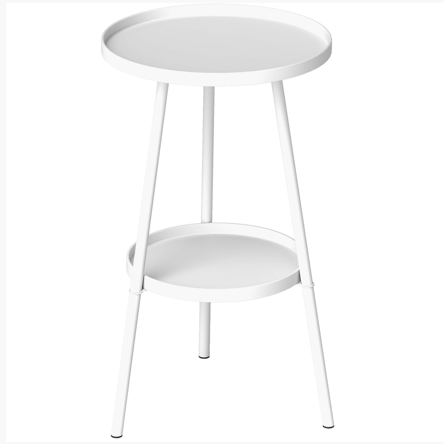 Outsunny Mesa De Jardín Redonda De 2 Niveles Con Bandeja Inferior Blanco_0