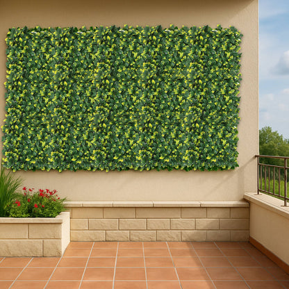 Jardín Vertical Artificial 100x100cm Well Home Hojas Verdes Y Amarillas_3
