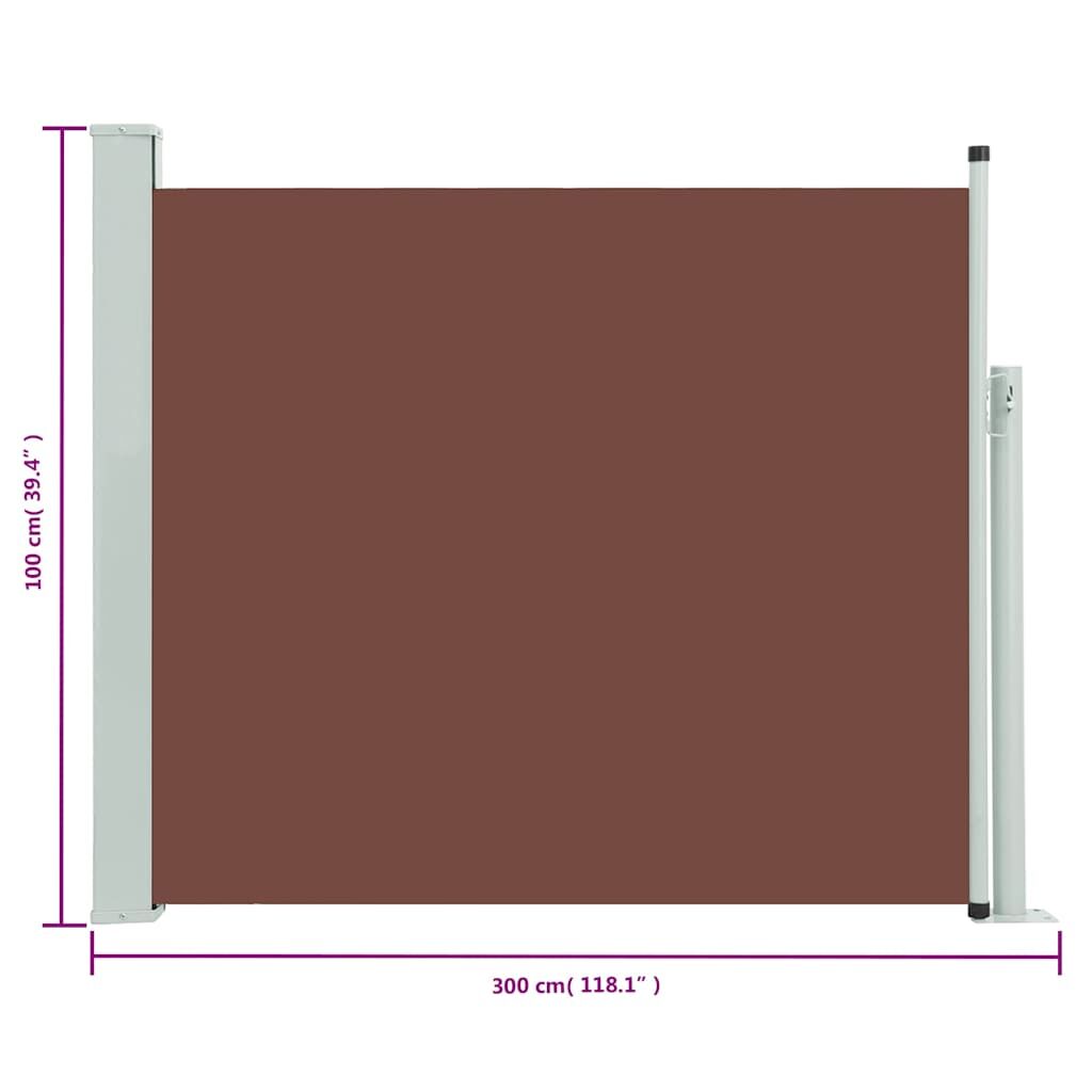 Vidaxl Toldo Lateral Retráctil De Jardín Marrón 100x300 Cm_2