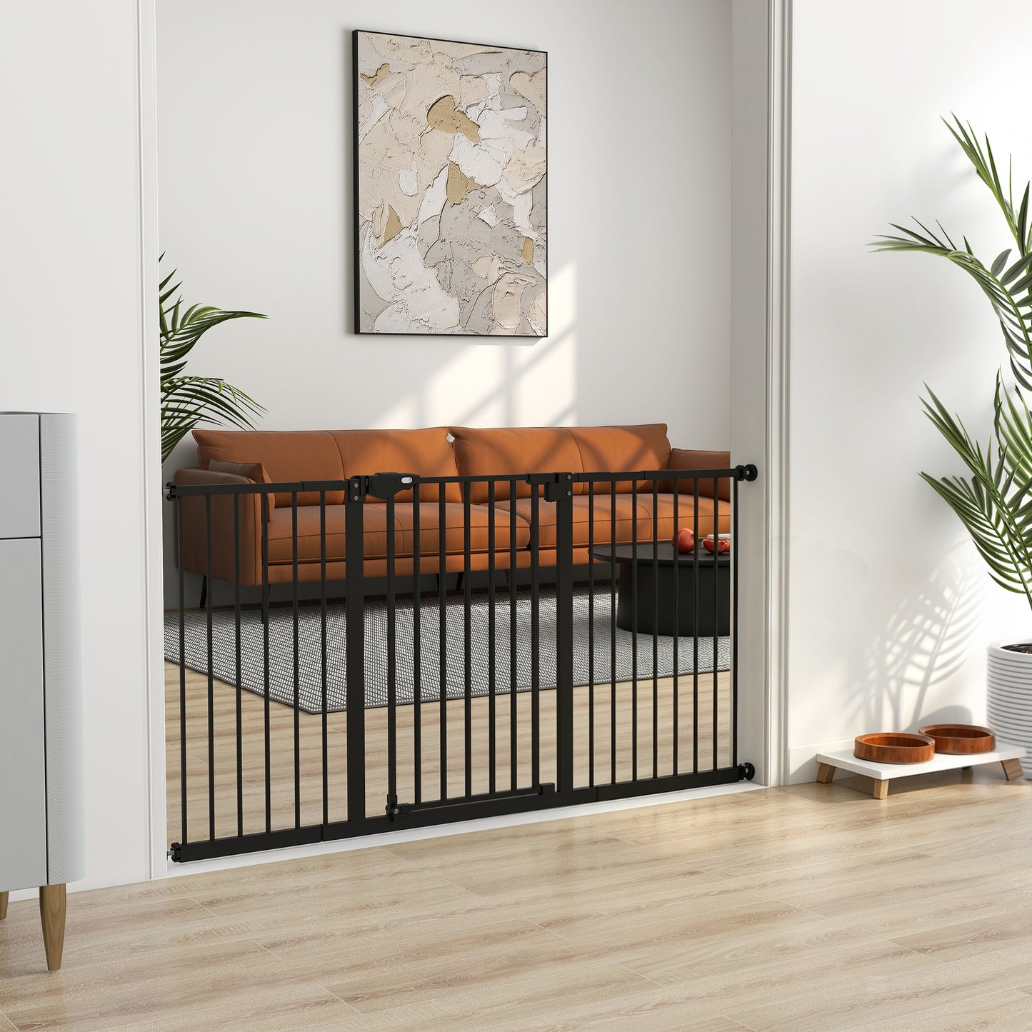 Pawhut Barrera De Seguridad Extensible Para Puertas 74-147,5x76,2 Cm Negro_1