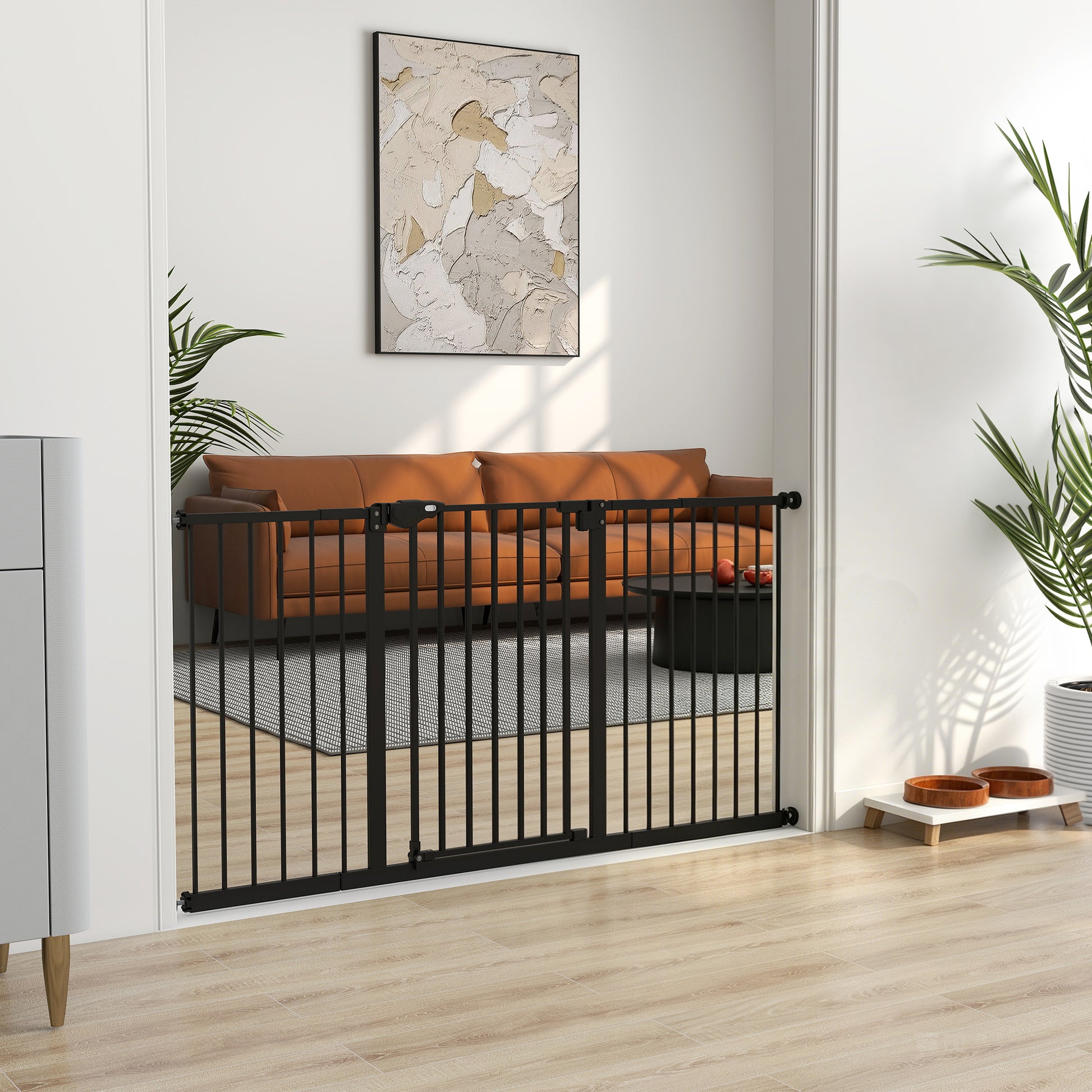 Pawhut Barrera De Seguridad Extensible Para Puertas 74-147,5x76,2 Cm Negro_1