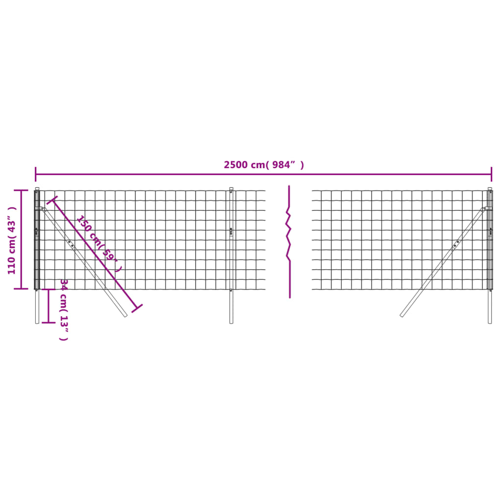Cerca De Alambre De Acero Galvanizado Verde 1,1x25 M / Vetonek_1