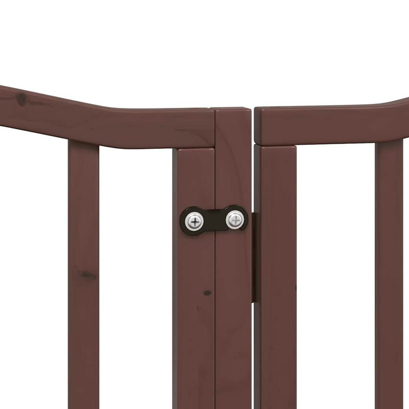 Vidaxl Puerta De Perros Plegable 9 Paneles Madera Álamo Marrón 450 Cm_5