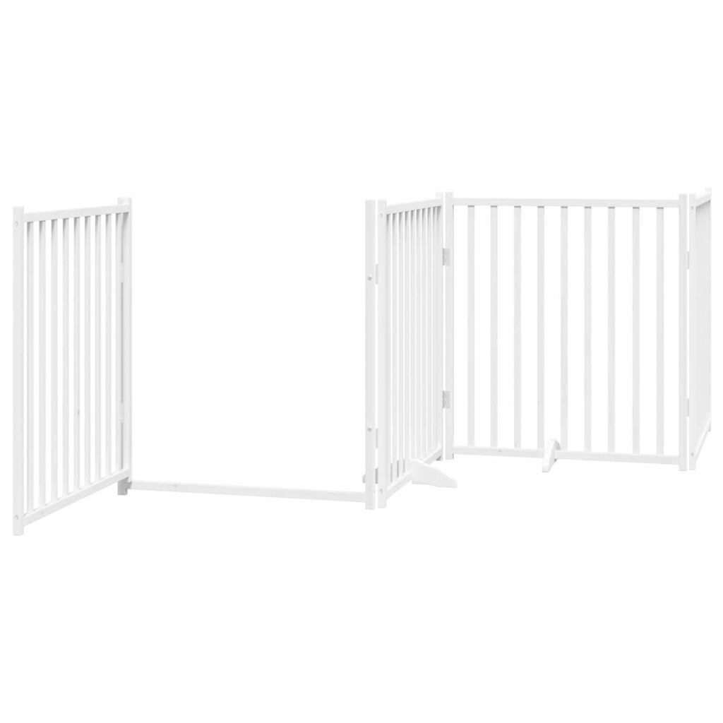 Vidaxl Puerta De Perros Plegable 8 Paneles Madera Álamo Blanca 640 Cm_3