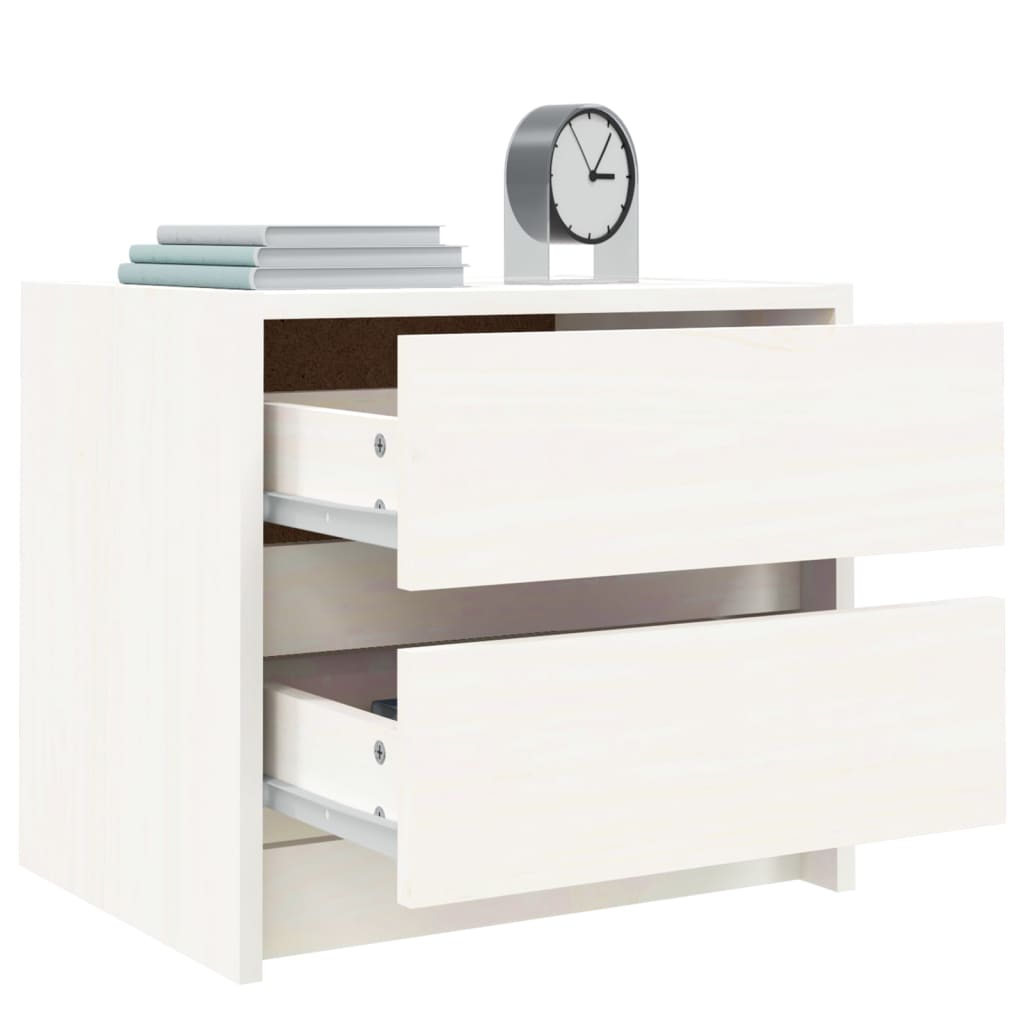 Mesita De Noche Madera Maciza De Pino Blanco 40x31x35,5 Cm_2