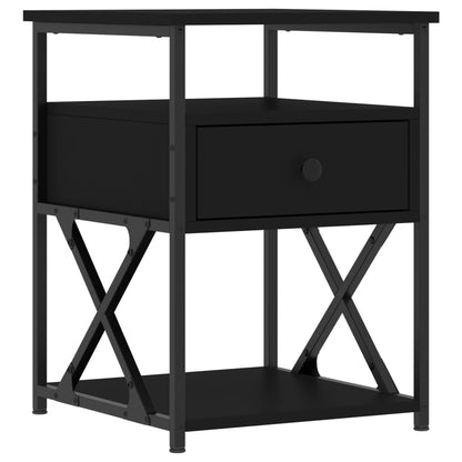 Mesita De Noche Madera De Ingeniería Negro 40x42x55 Cm_0