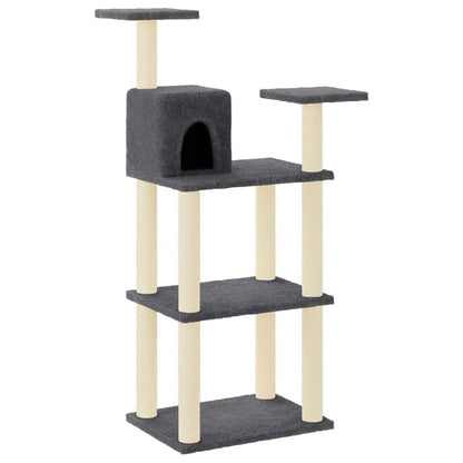 Vidaxl Rascador Para Gatos Con Postes De Sisal Gris Oscuro 118,5 Cm_0