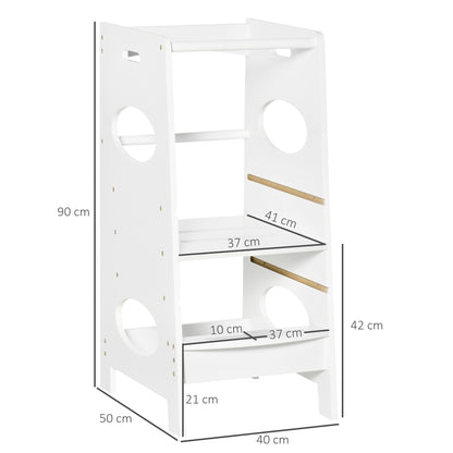 Homcom Torre De Aprendizaje De Madera Para Niños Con Altura Ajustable 40x50x90cm_2