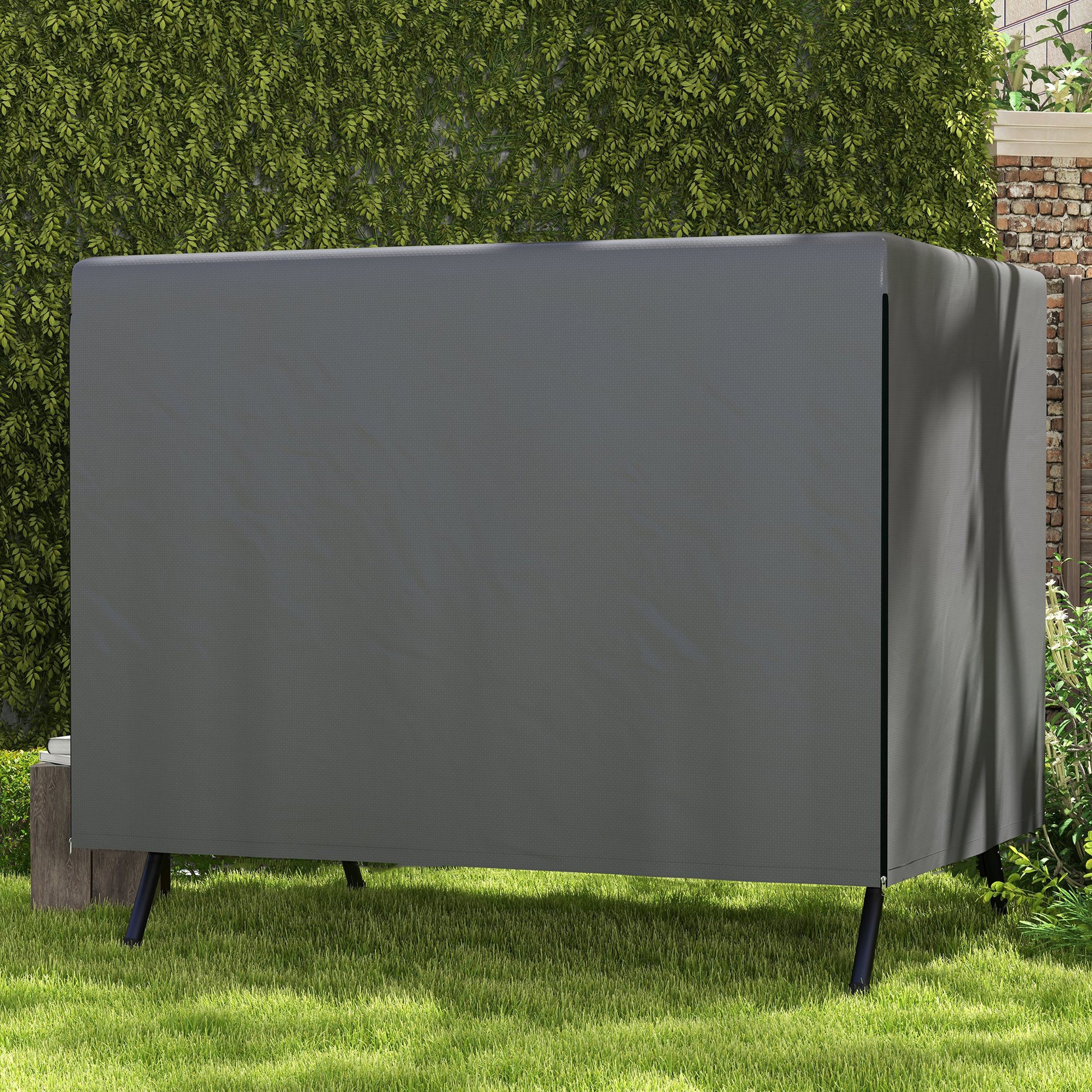 Outsunny Funda Balancín Jardín Con Cremallera 215x155x150 Cm Gris Oscuro_5