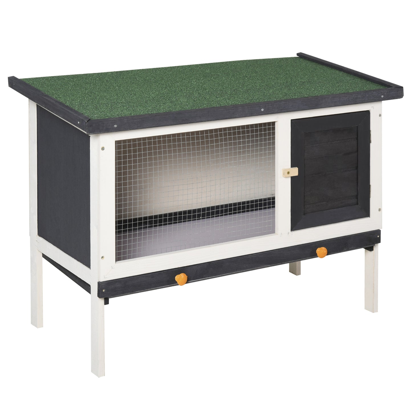 Pawhut Conejera De Madera Con Techo Asfáltico Abatible Y Bandejas 90x45x65 Cm_0