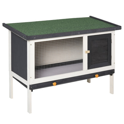 Pawhut Conejera De Madera Con Techo Asfáltico Abatible Y Bandejas 90x45x65 Cm_0