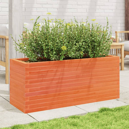Jardinera De Madera Maciza De Pino Marrón Cera 110x40x45,5 Cm_2