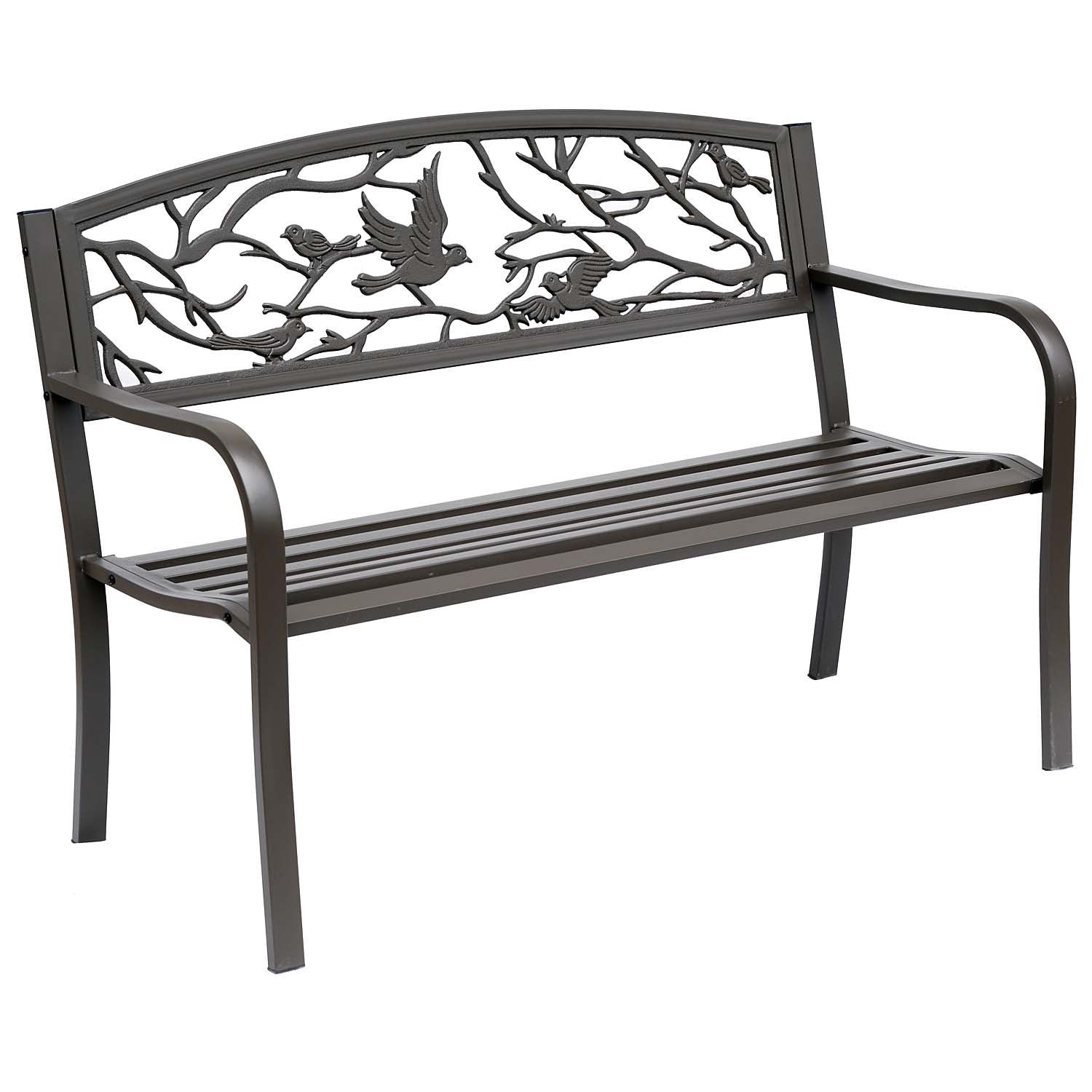 Outsunny Banco De Jardín Con Respaldo Con Imagen De Animales 127x60x85 Cm Marrón_0