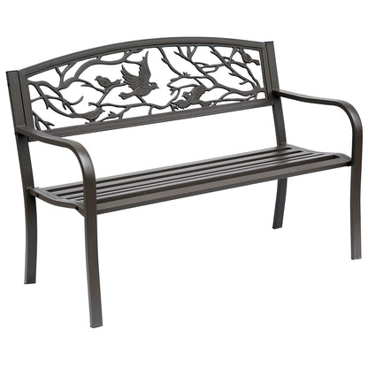 Outsunny Banco De Jardín Con Respaldo Con Imagen De Animales 127x60x85 Cm Marrón_0