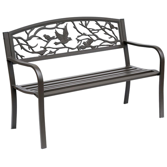 Outsunny Banco De Jardín Con Respaldo Con Imagen De Animales 127x60x85 Cm Marrón_0