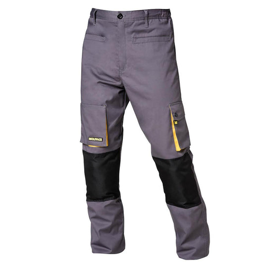 Pantalones Largos Detrabajo, Multibolsillos, Resistentes, Rodilla Reforzada, Gris/amarillo Talla 54/56 Xxl_0