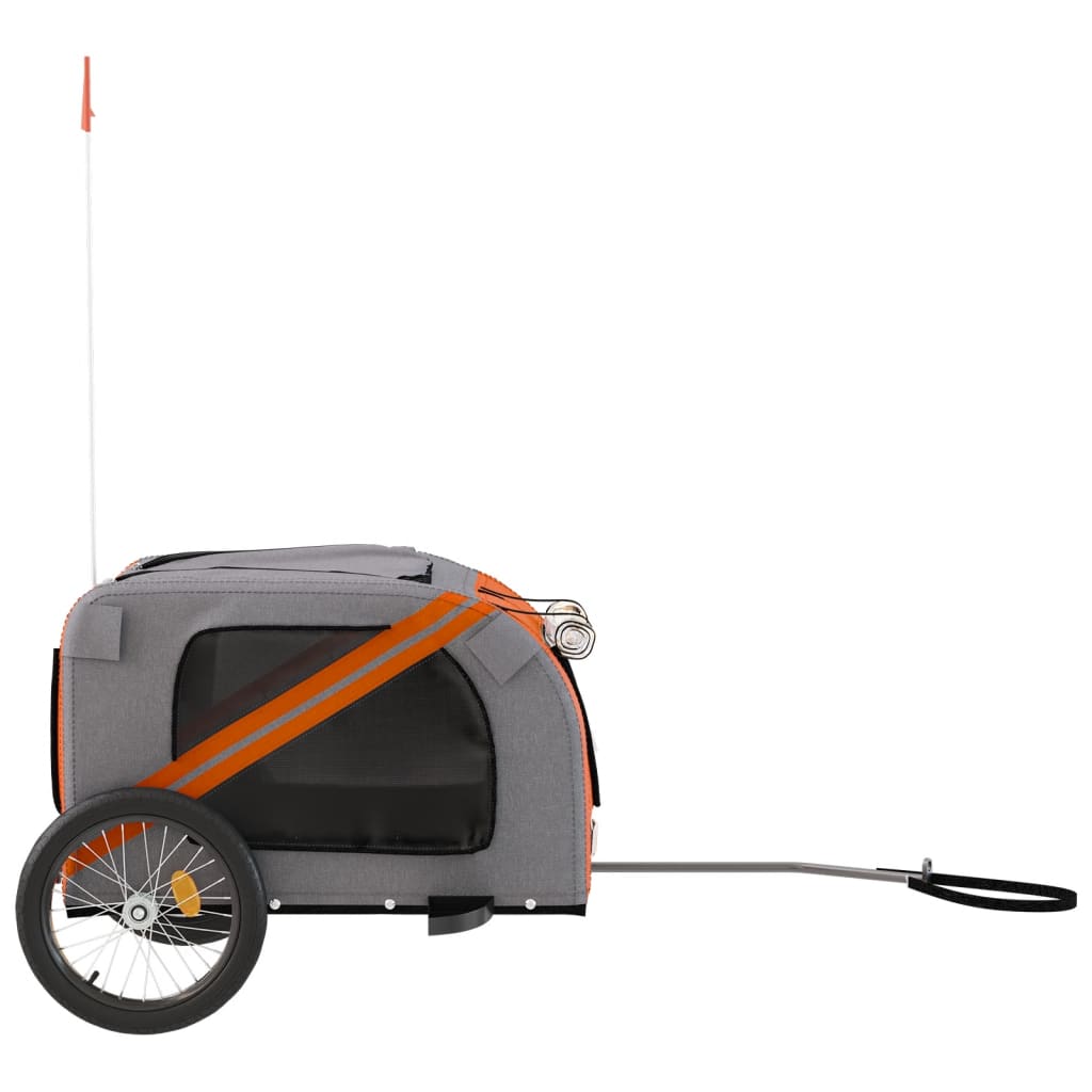 Remolque De Bicicleta Mascotas Hierro Tela Oxford Naranja Negro_5