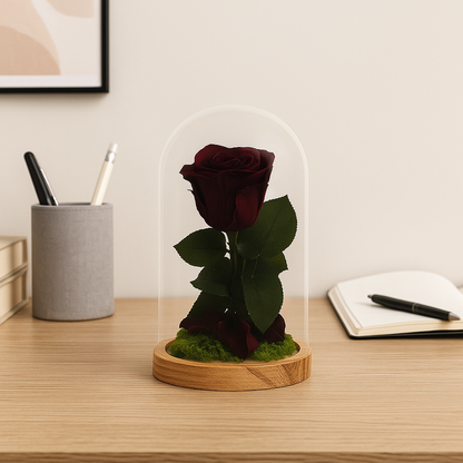 Mundo Eterno Rosa En Cúpula Burdeos 12x20cm