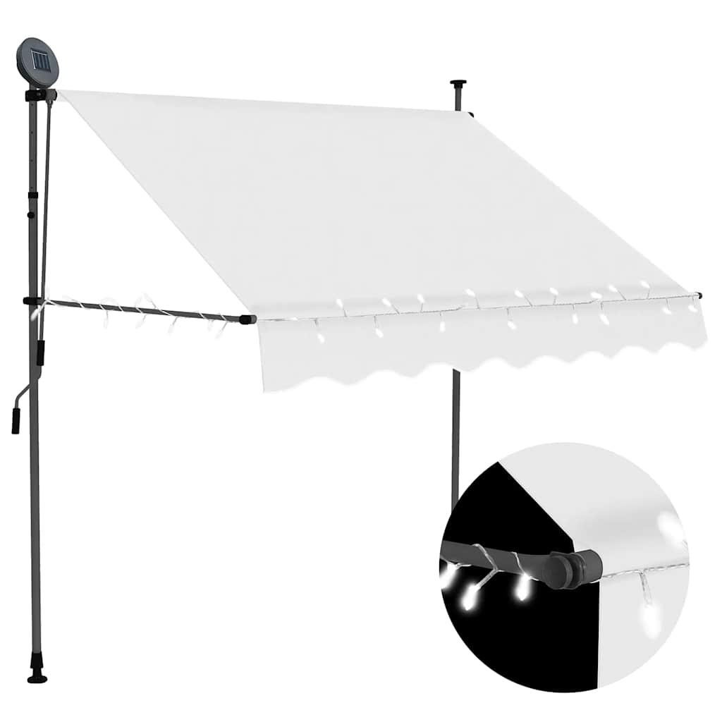 Toldo Manual Retráctil Con Led Crema 150 Cm_1