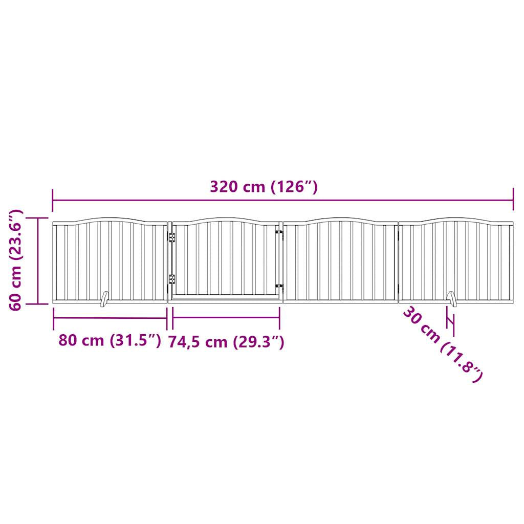 Vidaxl Puerta Para Perros Con Puerta Plegable De 4 Paneles, Color Negro, 320 Cm, Madera De Álamo_2