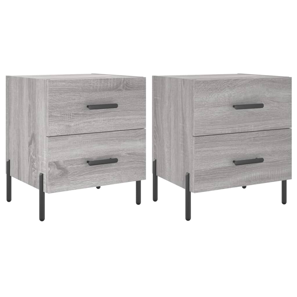 Mesitas Noche 2 Uds Madera Ingeniería Gris Sonoma 40x35x47,5 Cm_0