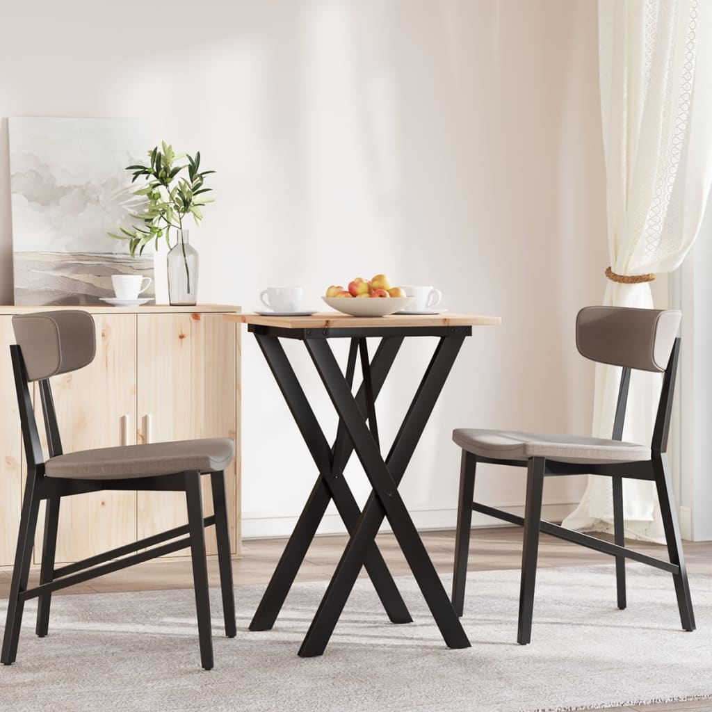 Mesa De Comedor Marco X Madera Maciza Pino Y Acero 50x50x75 Cm_1