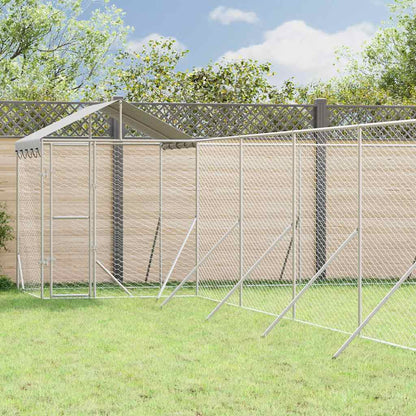 Perrera Exterior Con Toldo Acero Galvanizado Plata 12x12x2,5 M_1