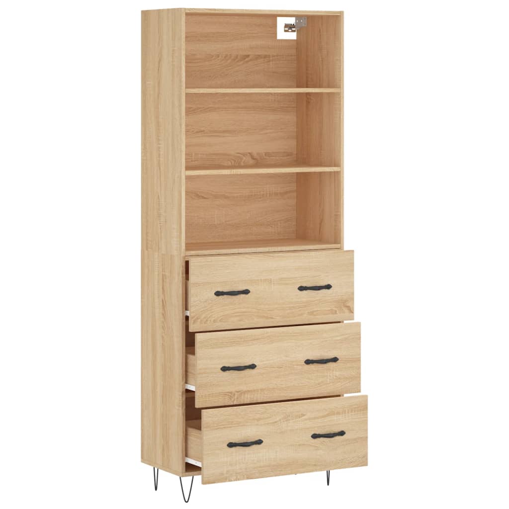 Aparador Alto Madera Contrachapada Color Roble 69,5x34x180 Cm_3