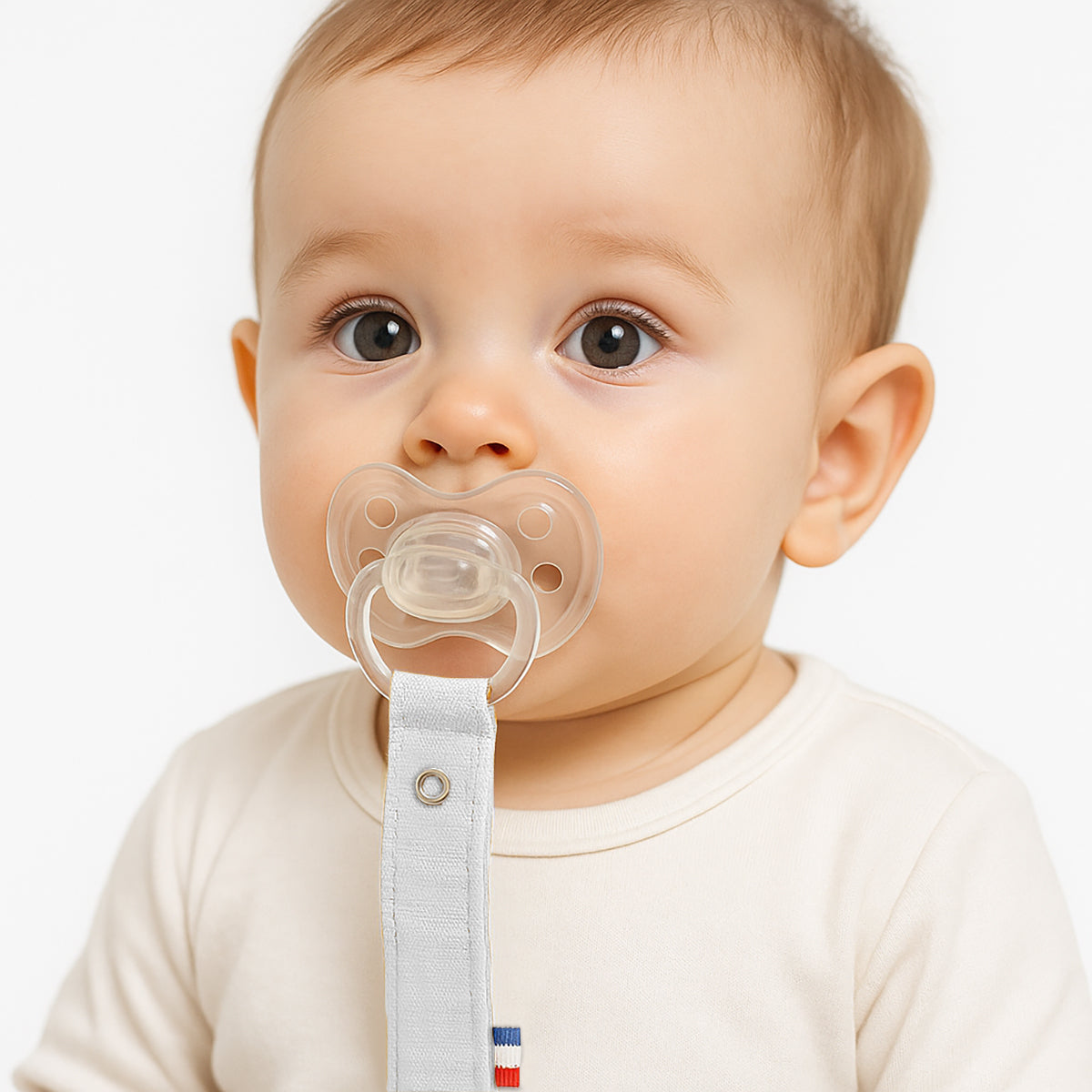 Clip Para Chupete Blanco De Algodón Orgánico