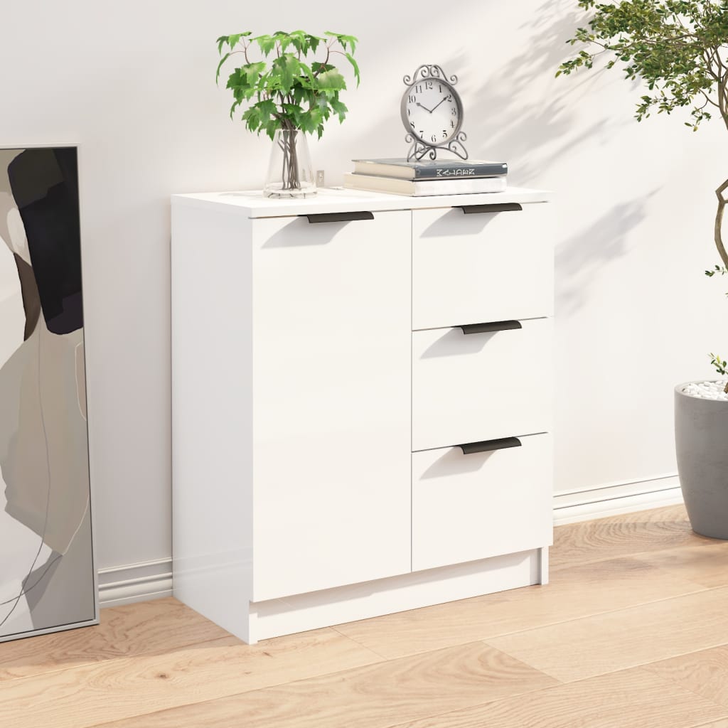 Aparador De Madera Contrachapada Blanco Brillante 60x30x70 Cm / Vetonek_1