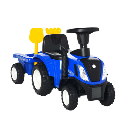 Homcom Tractor Con Remolque Para Niños 12-36 Meses Con Faros Pala Y Rastrillo_0
