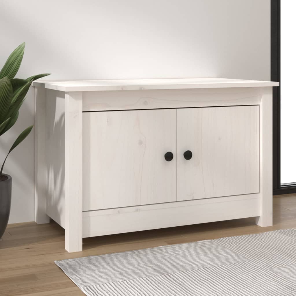 Armario Zapatero De Madera Maciza De Pino Blanco 70x38x45,5 Cm / Vetonek_4