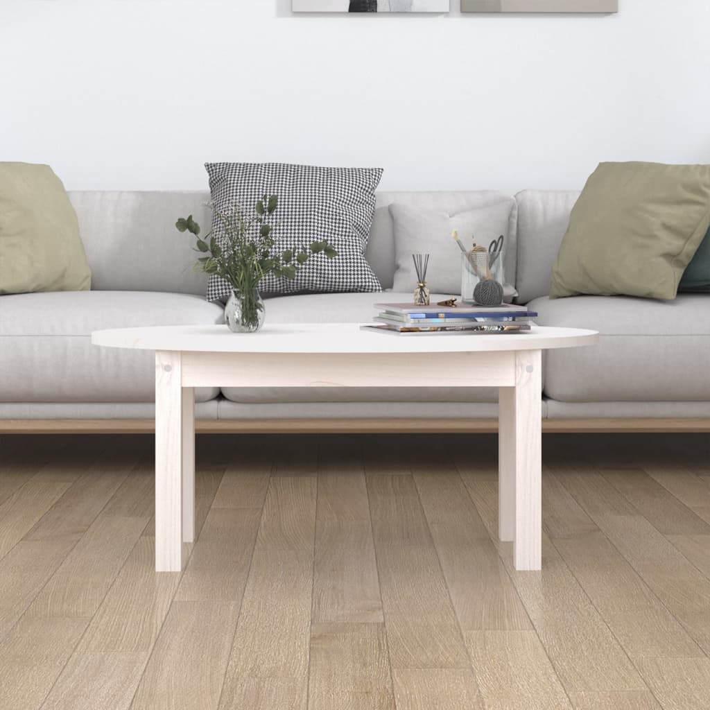Mesa De Centro De Madera Maciza De Pino Blanco 80x40x35 Cm_1