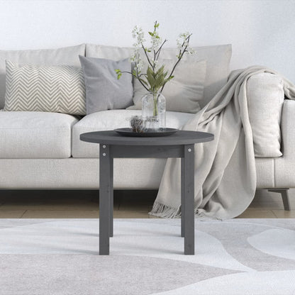 Mesa De Centro De Madera Maciza De Pino Gris Ø 55x45 Cm_1
