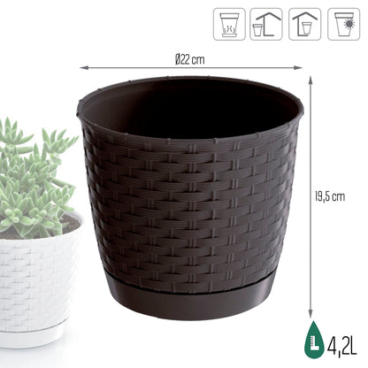 Maceta Ratolla Round 4,2l., Dimensiones (mm) 220x220x195, Color Ocre Oscuro_2