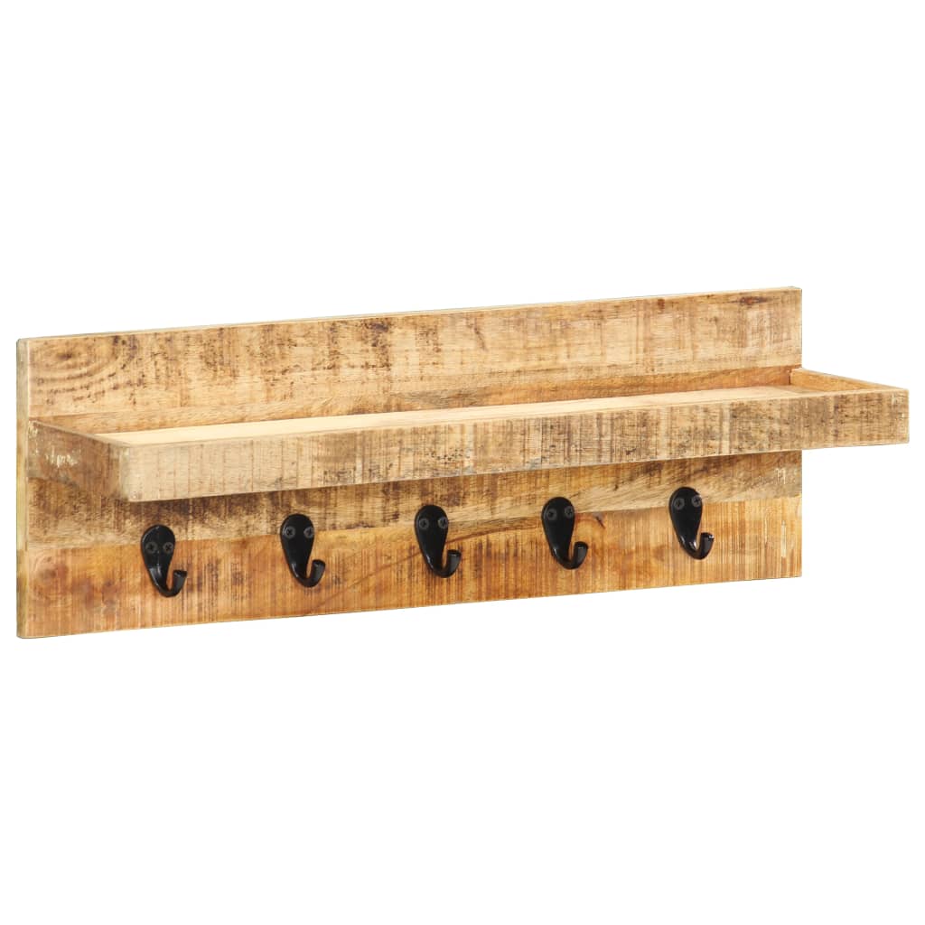 Perchero De Pared Madera Maciza De Mango Sin Tratar 60x15x20 Cm_1