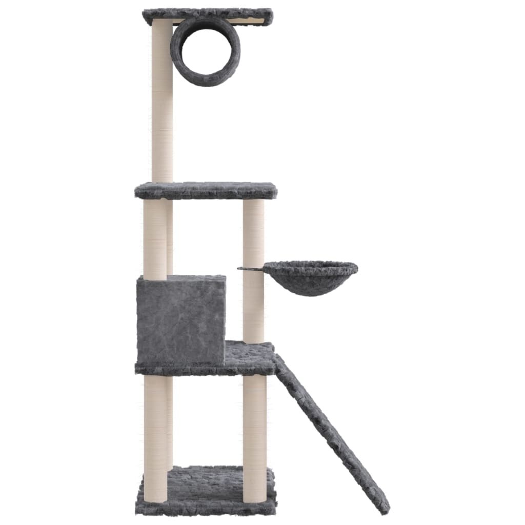 Vidaxl Rascador Para Gatos Con Postes De Sisal Gris Oscuro 131 Cm_3