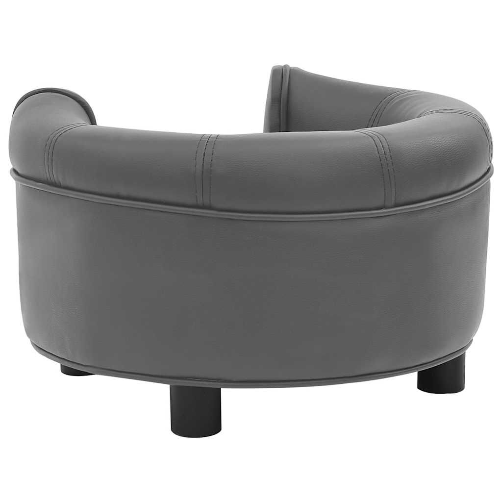 Vidaxl Sofá Para Perros Felpa Y Cuero Sintético Gris 48x48x32 Cm_4